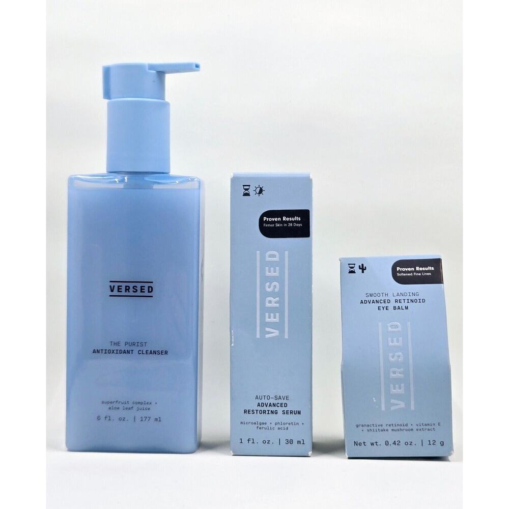 Versed Skincare Set Women OS Blue New Cleanser Serum Eye Balm Trio